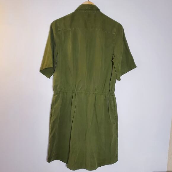Sundance green button front drawstring waist 100% Lyocell midi dress Size Small - Picture 4 of 9